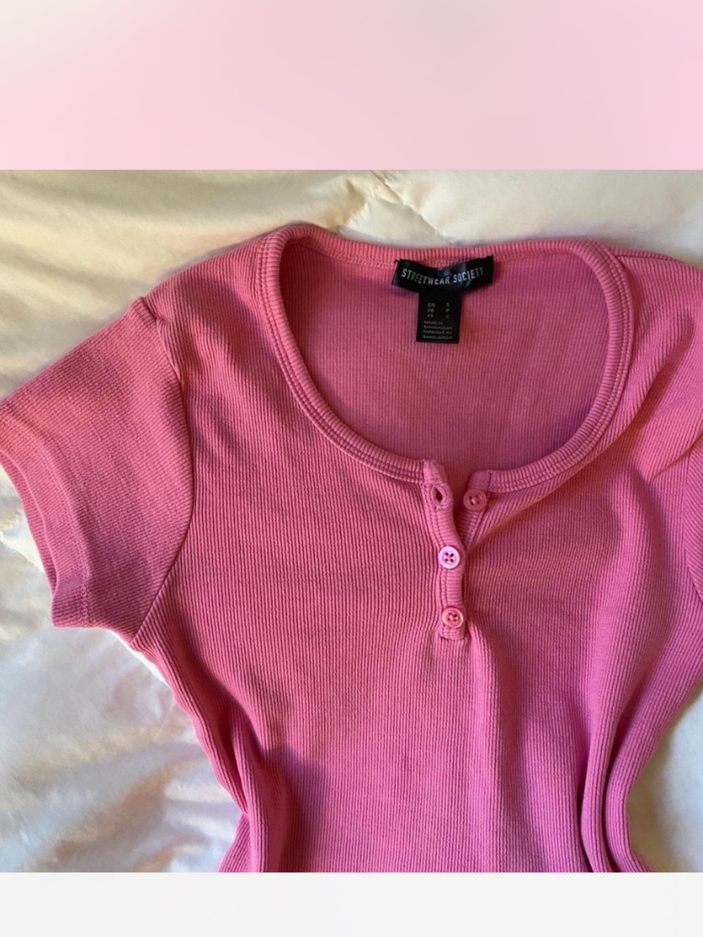 Short-Sleeve Ribbed Henley Top - Picture 2 of 2